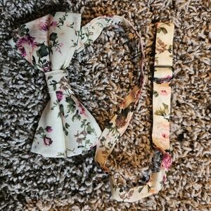 Floral Bow Tie with Adjustable Strap